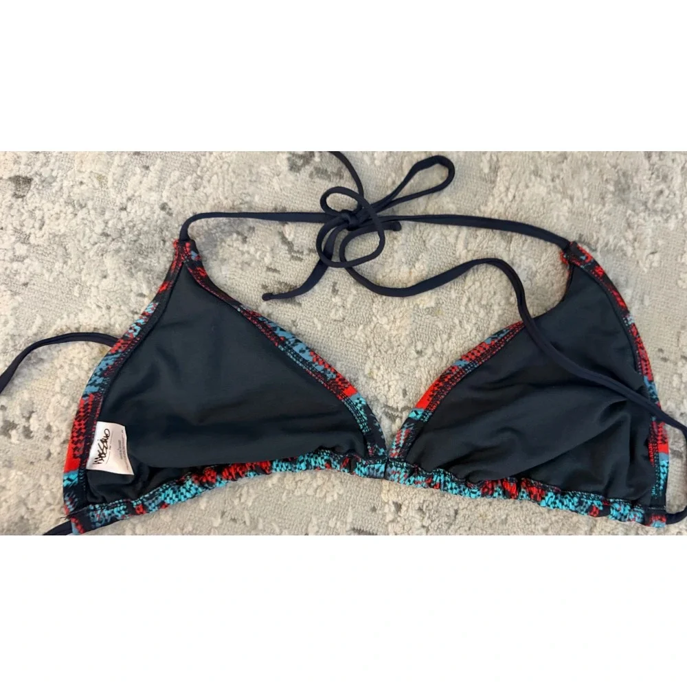 Mossimo Womens Large Triangle Bikini Top Geometric Chevron Red‎ Teal Navy Blue